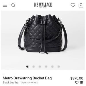 NWT 
Black Leather Drawstring Bucket Bag